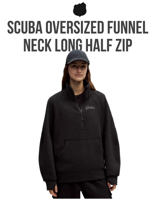 Women's Lululemon Coyotes Scuba Oversized Funnel Neck Long Half Zip Black 25/26 Edition