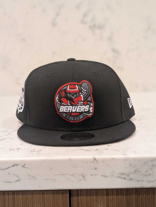Beavers Logo 3D Puff New Era Flat Brim 9Fifty Snap Back Hat
