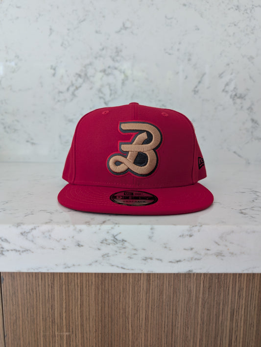 Red Beavers B Letter Logo 3D Puff New Era Flat Brim 9Fifty Snap Back Hat