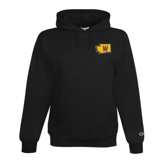 Adult Wolverines Champion Black Hoodie With New Logo and Artwork