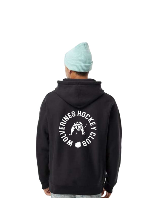 Adult - Wolverines Powerplay Champion Black Premium S101 Reverse Weave Heavy Duty Hoodie